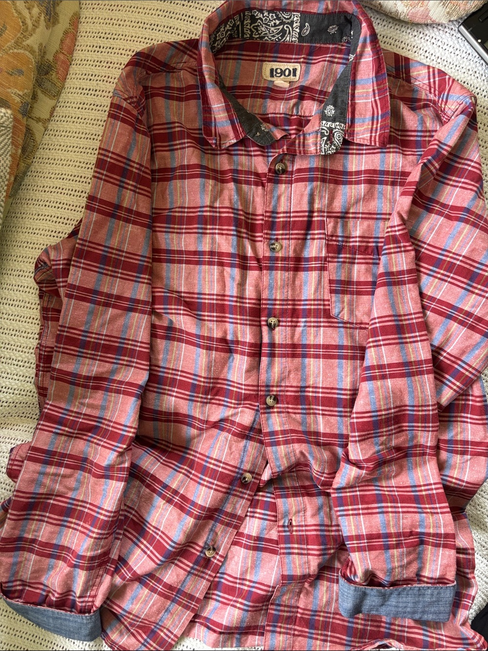 1901 Red Plaid Lightweight Shirt Jacket